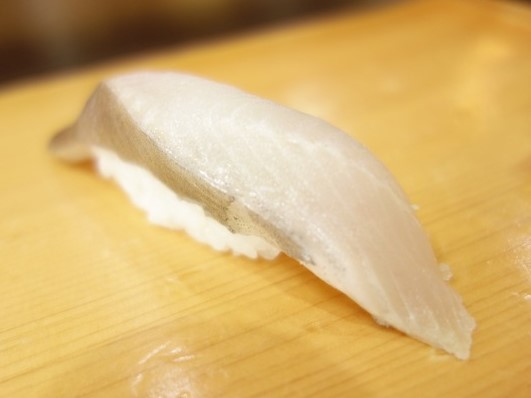 A photo of Okhostk atka mackerel (Hokke) nigiri