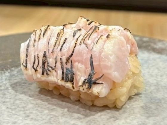 A photo of Roudi escolar (Kuroshibikamasu) nigiri sushi