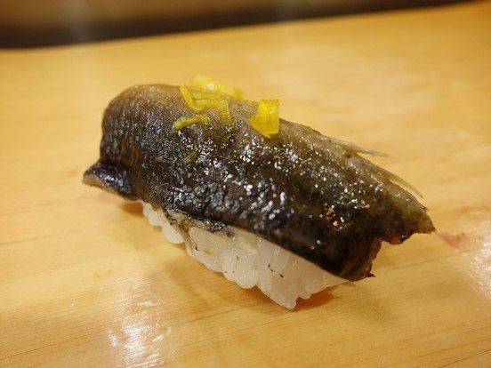 A photo of Loach (Dojou) nigiri