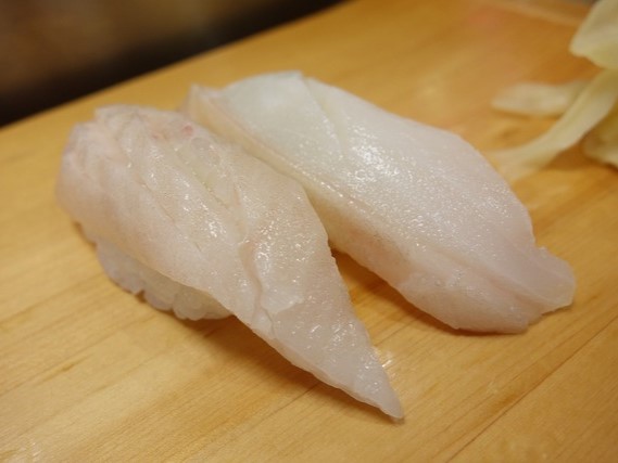 A photo of Roughscale sole (Samegarei) nigiri