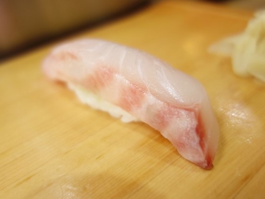 A photo of Atlantic tripletail (Matudai) nigiri