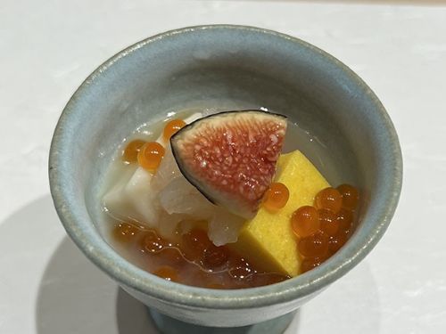 A photo of pumpkin tofu and sesame tofu