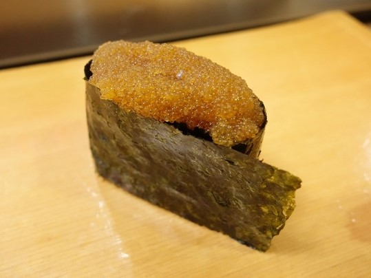 A photo of Saffron cod roe (Komaiko) gunkan