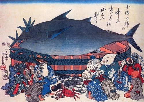 A painting depicting the large tuna catch