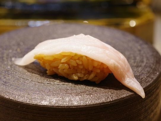 a photo of Sailfin poacher (Tokubire) sushi