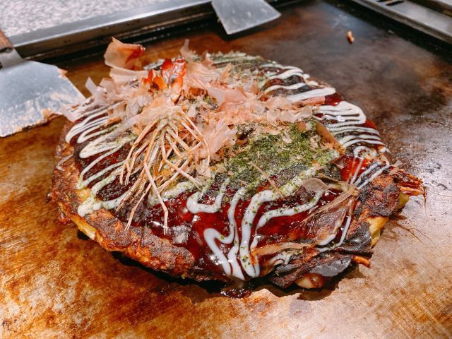 A photo of Kansai-style Okonomiyaki