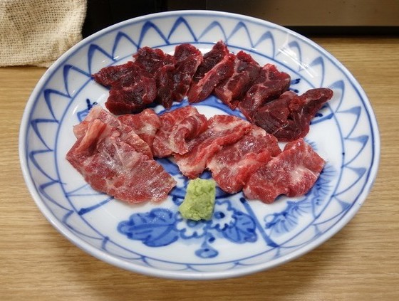 A photo of minke whalesashimi