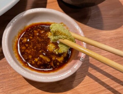 Image of mixing wasabi into soy sauce